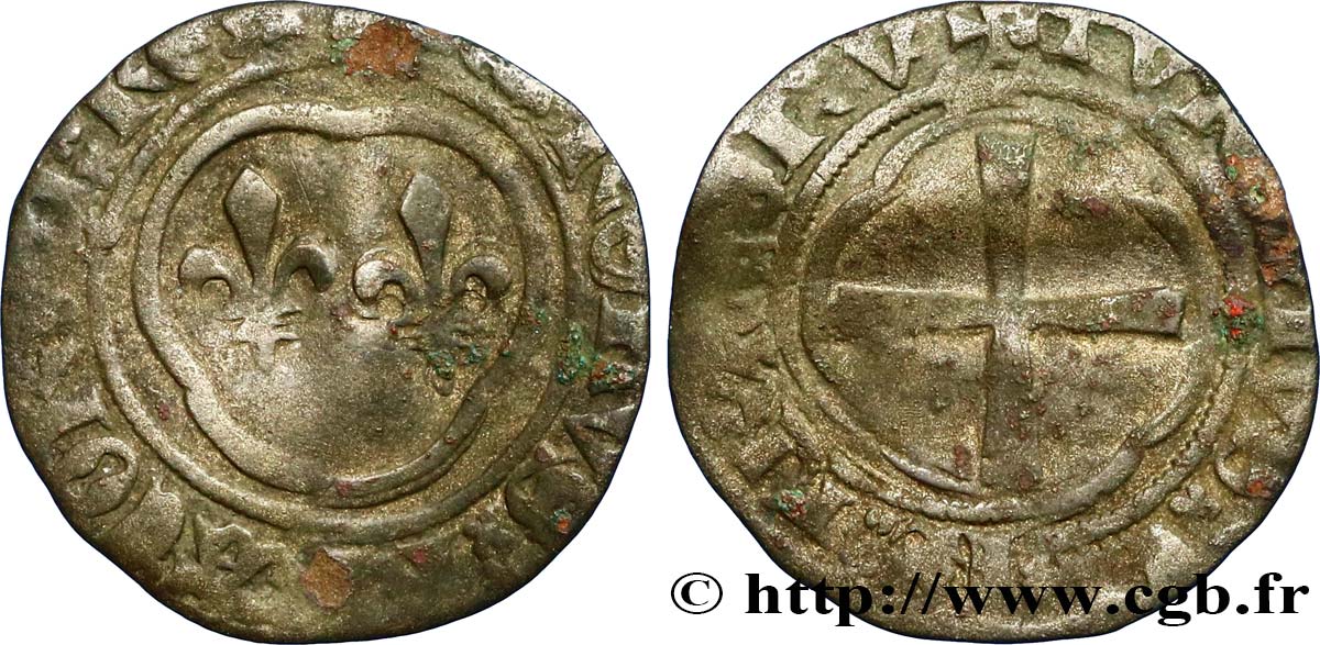 CHARLES VIII Denier tournois n.d. Rouen TB