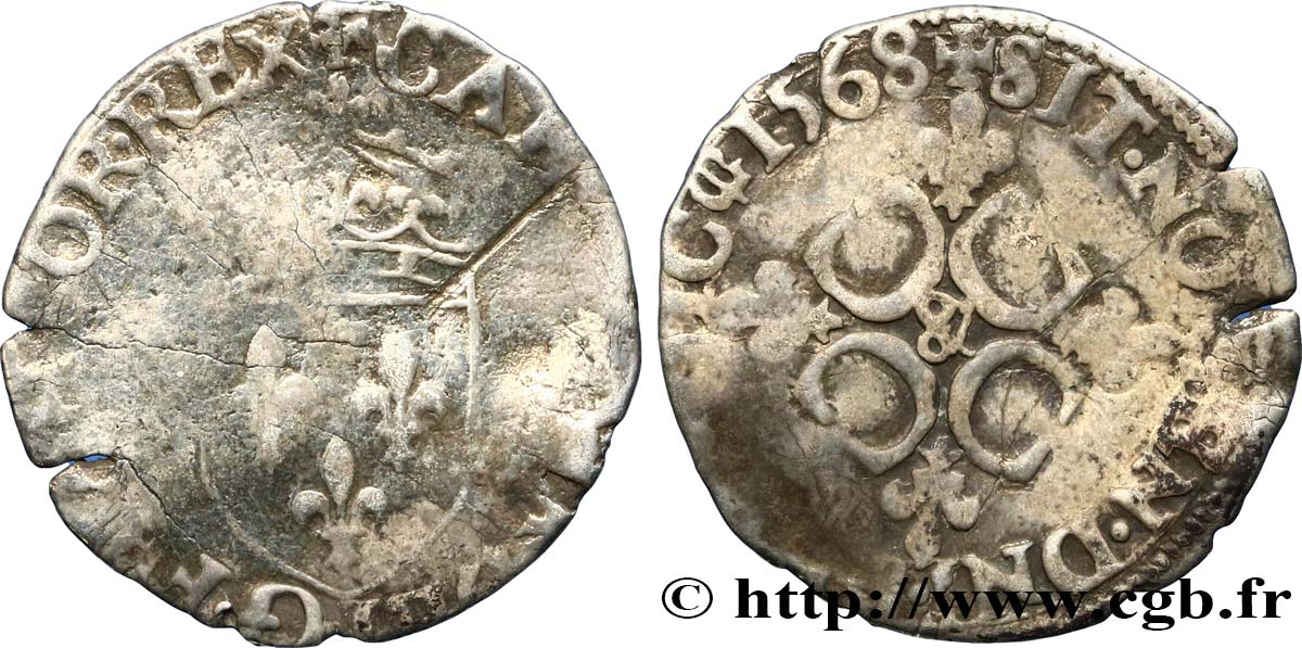 CHARLES IX Sol parisis, 1er type 1568 Aix-en-Provence SGE/fS