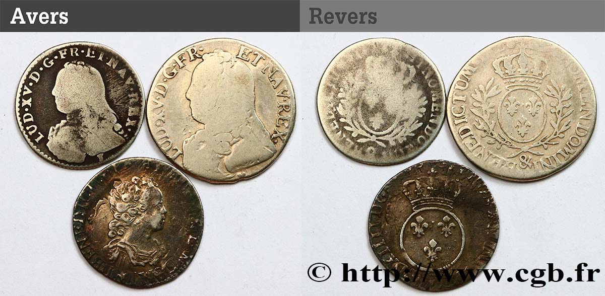 LOTTE Lot de 3 monnaies royales en argent n.d. s.l. q.MB