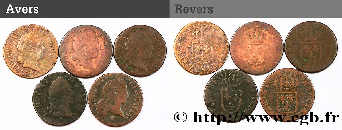 LOUIS XV DIT LE BIEN AIMÉ Demi-sol, lot de 5 ex. n.d. s.l. B+