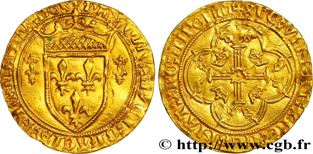CHARLES VII LE VICTORIEUX Écu d or à la couronne ou écu neuf 28/01/1436 Montélimar TTB