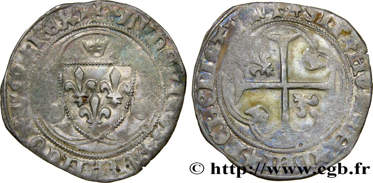 LOUIS XI LE PRUDENT Blanc à la couronne n.d. La Rochelle TB+