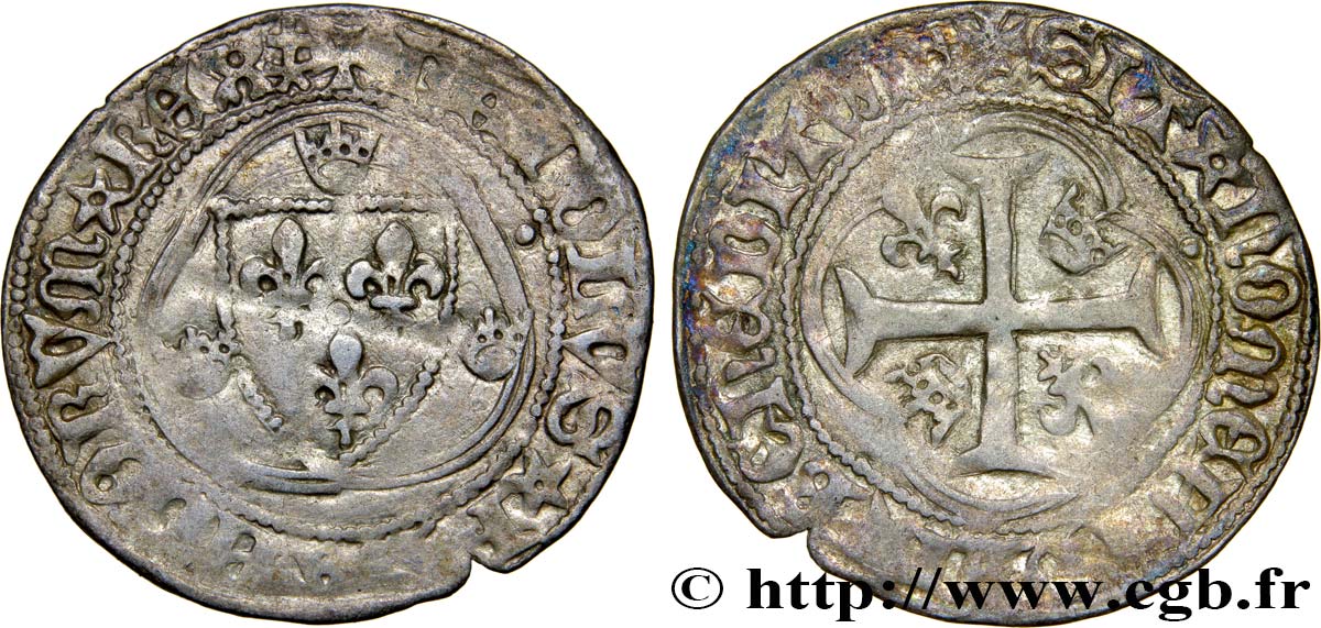 CHARLES VII LE VICTORIEUX Blanc à la couronne n.d. Montpellier TB+