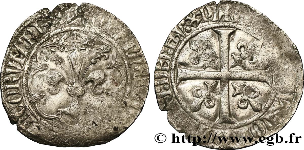 JEAN II LE BON Gros à la fleur de lis dit  patte d oie  22/01/1358  TB/TB+