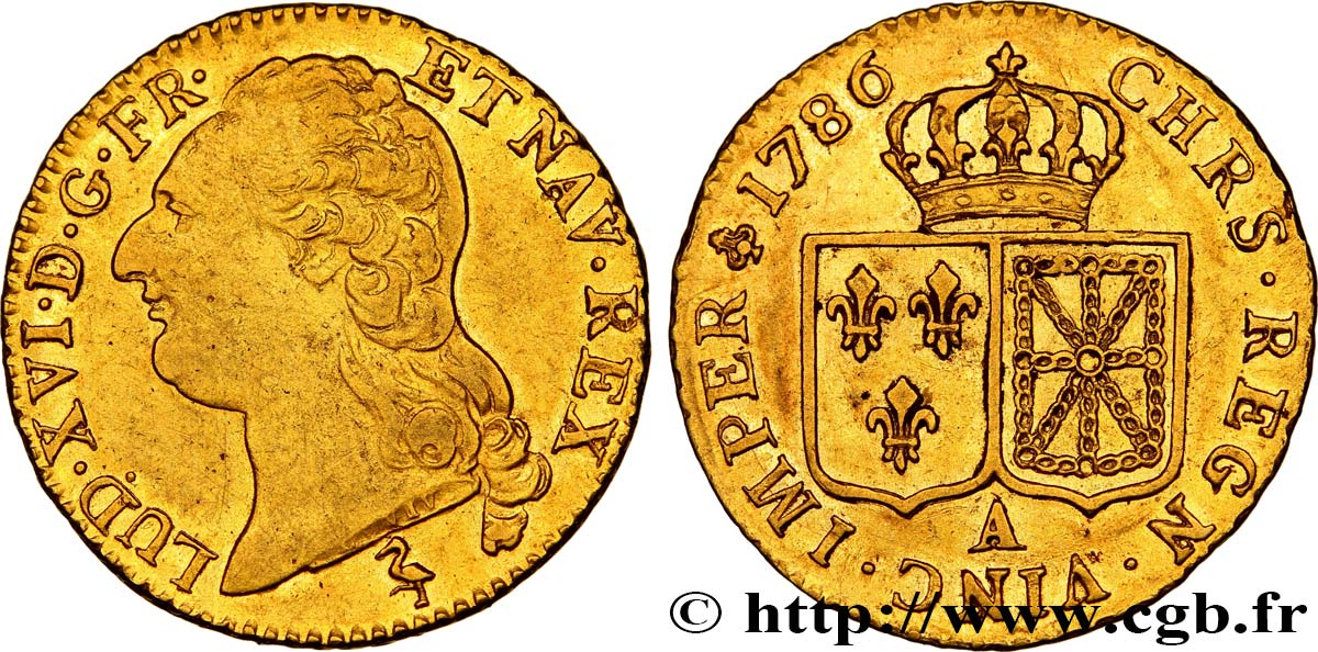 LOUIS XVI Louis d or aux écus accolés 1786 Paris fVZ