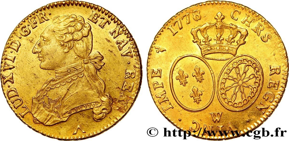 LOUIS XVI Double louis d’or aux écus ovales 1778 Lille VZ