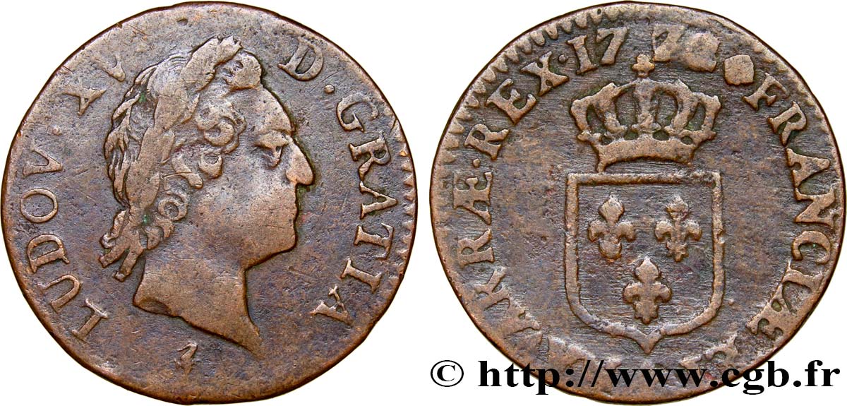 LOUIS XV DIT LE BIEN AIMÉ Demi-sol dit  à la vieille tête  1770 Paris TB+