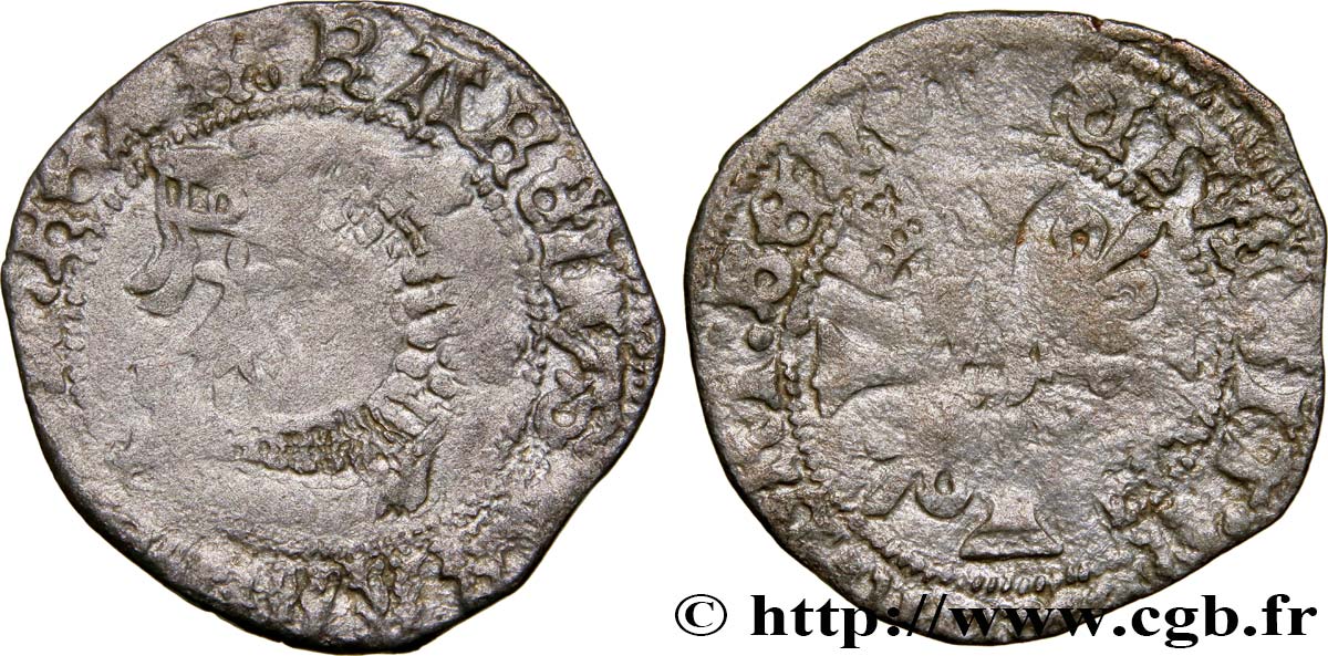 CHARLES VIII Liard au dauphin de Bretagne n.d. Rennes VF