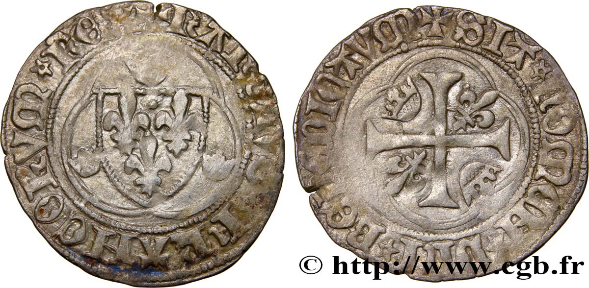 CHARLES VII LE VICTORIEUX Blanc à la couronne n.d. Châlons-en-Champagne TTB