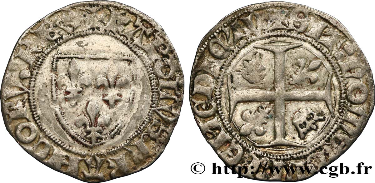 CHARLES VI LE FOU OU LE BIEN AIMÉ Blanc dit &nbsp;guénar&nbsp; n.d. Saint-Lô TB+