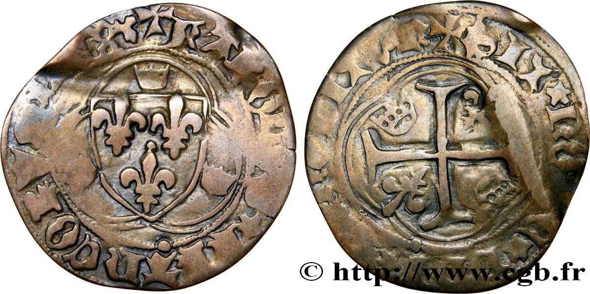CHARLES VII LE VICTORIEUX Blanc à la couronne n.d. Limoges TB