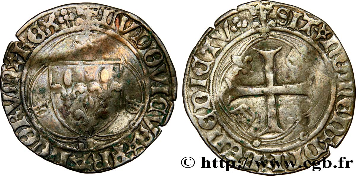 LOUIS XII LE PÈRE DU PEUPLE Douzain ou grand blanc à la couronne n.d. Lyon TB+
