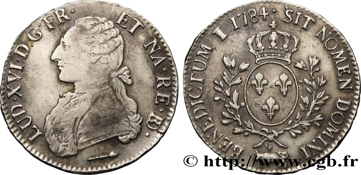 LOUIS XVI Écu aux branches d&nbsp;olivier 1784 Pau TTB/TTB+