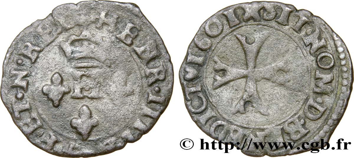 HENRI IV LE GRAND Liard à l H couronnée, 4e type (à la croix échancrée) 1601 Chambéry TTB