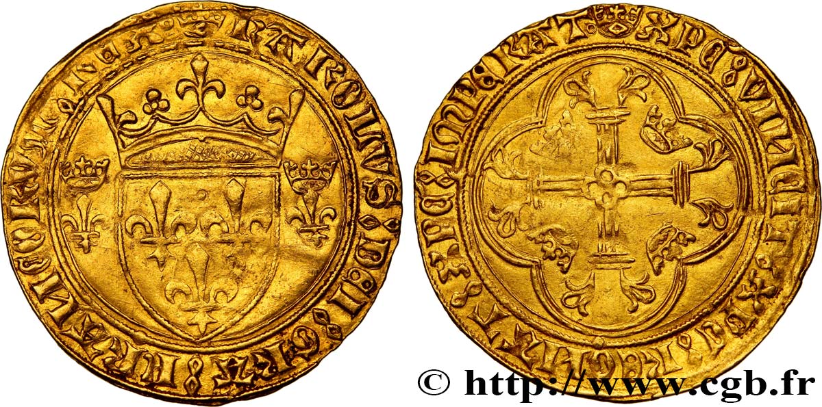 CHARLES VII LE BIEN SERVI / THE WELL-SERVED Écu d or à la couronne ou écu neuf 18/05/1450 Rouen XF