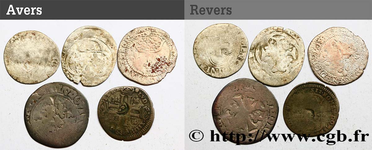 LOTTE Lot de 5 monnaies royales en billon n.d. s.l. q.MB