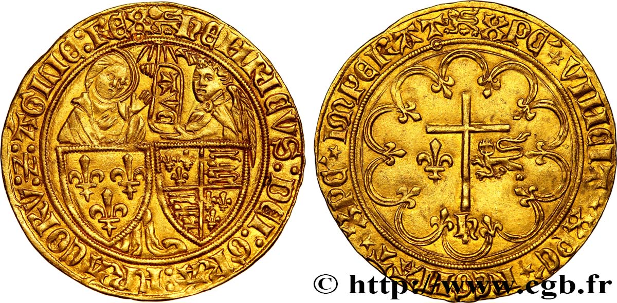HENRY VI DE LANCASTRE - ROI DE FRANCE (1422-1453) - ROI D ANGLETERRE (1422-1461) et (1470-1471) Salut d or n.d. Rouen SUP
