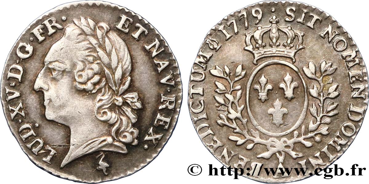 LOUIS XVI Vingtième d écu aux branches d olivier, buste lauré 1779 Paris SUP