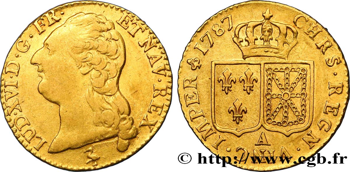 LOUIS XVI Louis d or aux écus accolés 1787 Paris TTB/TTB+