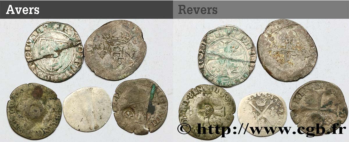 LOTS Lot de 5 monnaies royales en billon n.d. s.l. B