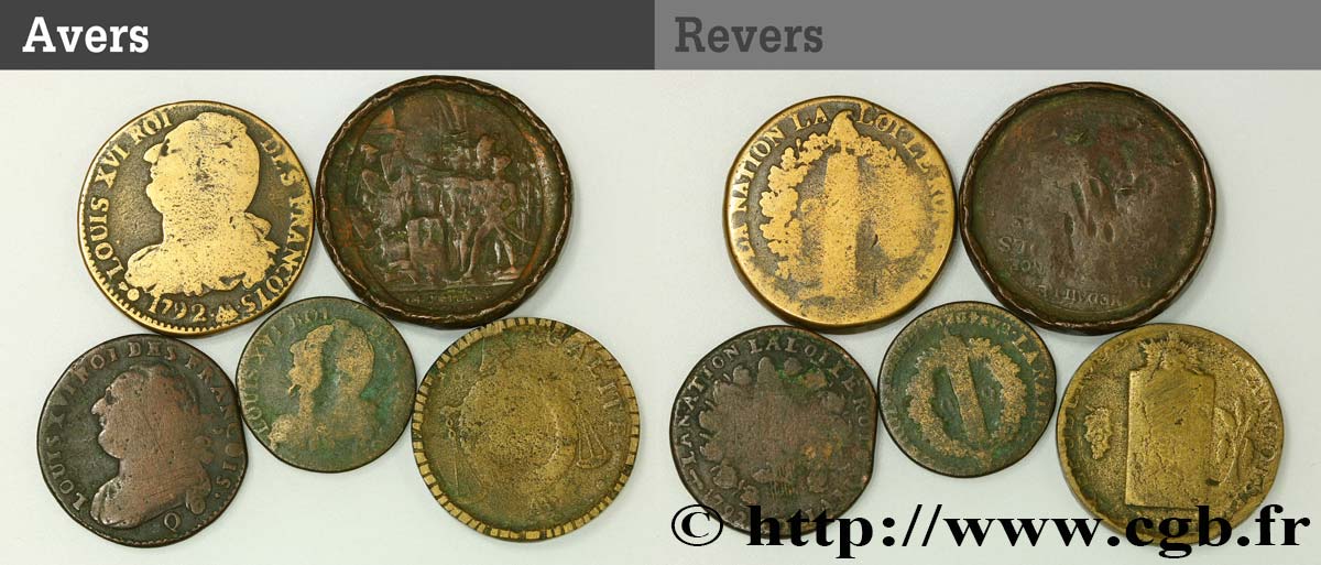LOTS Lot de cinq monnaies de la Révolution française n.d. s.l. fS