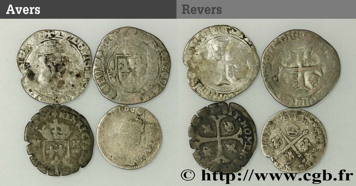 LOTTE Lot de 4 monnaies royales en billon n.d. s.l. q.MB
