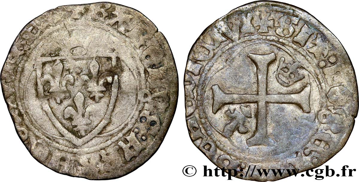 CHARLES VII LE VICTORIEUX Petit blanc à la couronne 28/01/1436 Tours TB