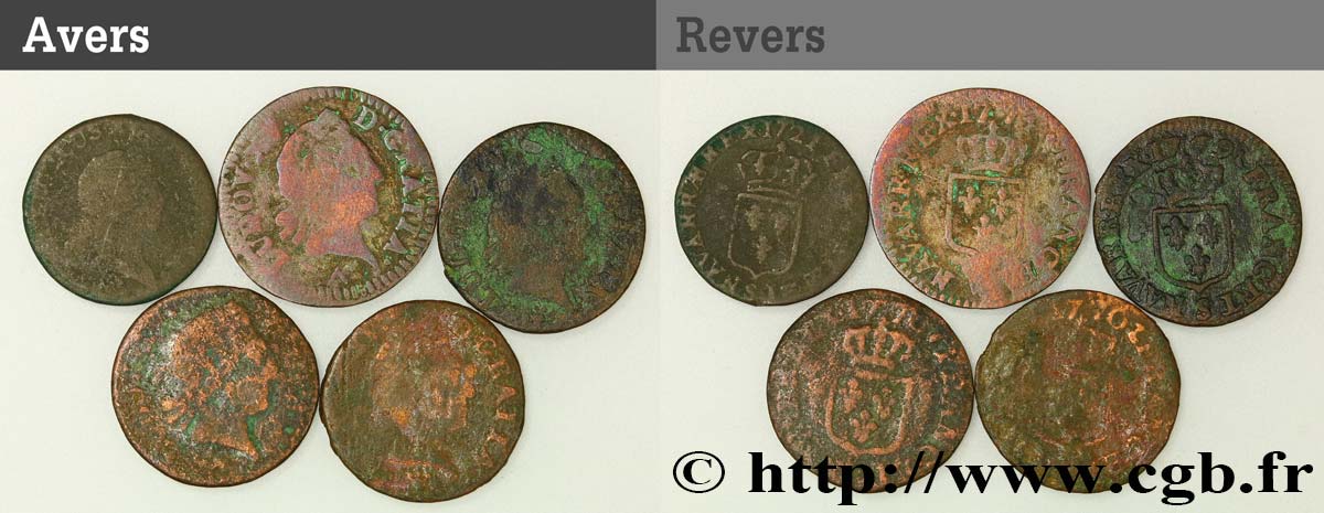 LOUIS XV DIT LE BIEN AIMÉ Lot de 5 liards de Louis XV n.d. s.l. B