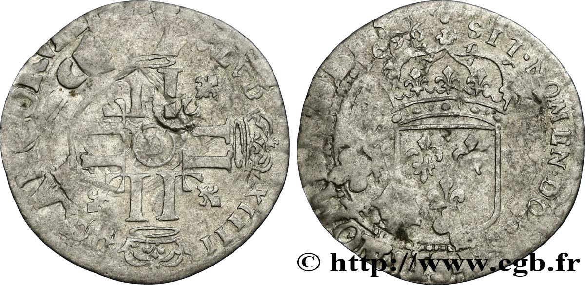 LOUIS XIV LE GRAND OU LE ROI SOLEIL Quinzain aux huit L 1696 Lyon B+