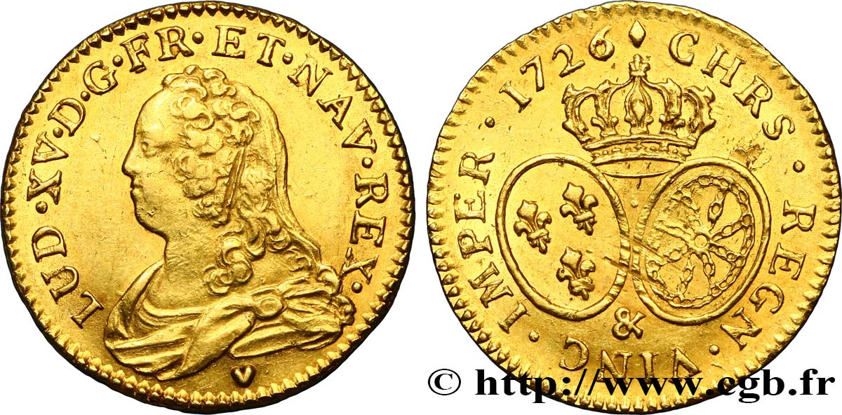LOUIS XV DIT LE BIEN AIMÉ Louis d or aux écus ovales, buste habillé 1726 Aix-en-Provence TTB+