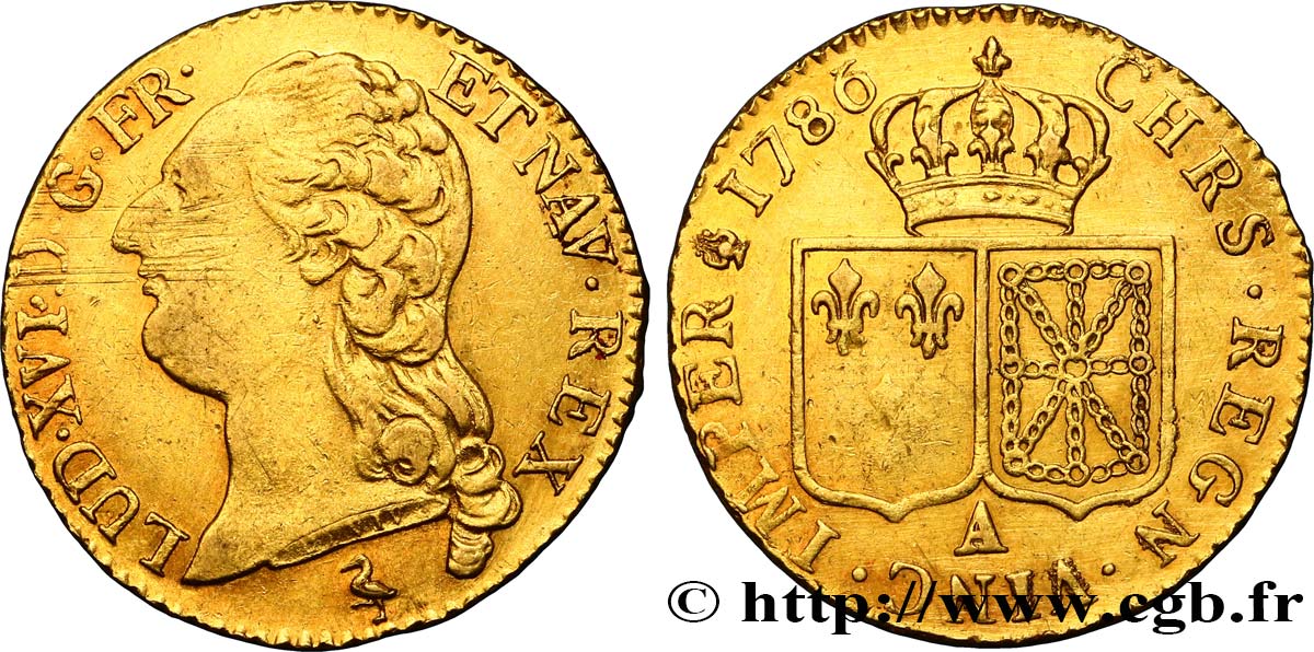 LOUIS XVI Louis d or aux écus accolés 1786 Paris XF