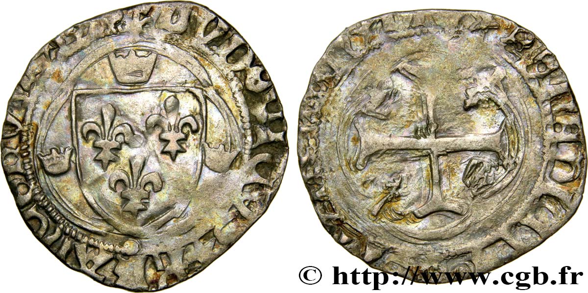 LOUIS XII  Douzain ou grand blanc à la couronne n.d. Saint-Pourçain q.BB/q.MB