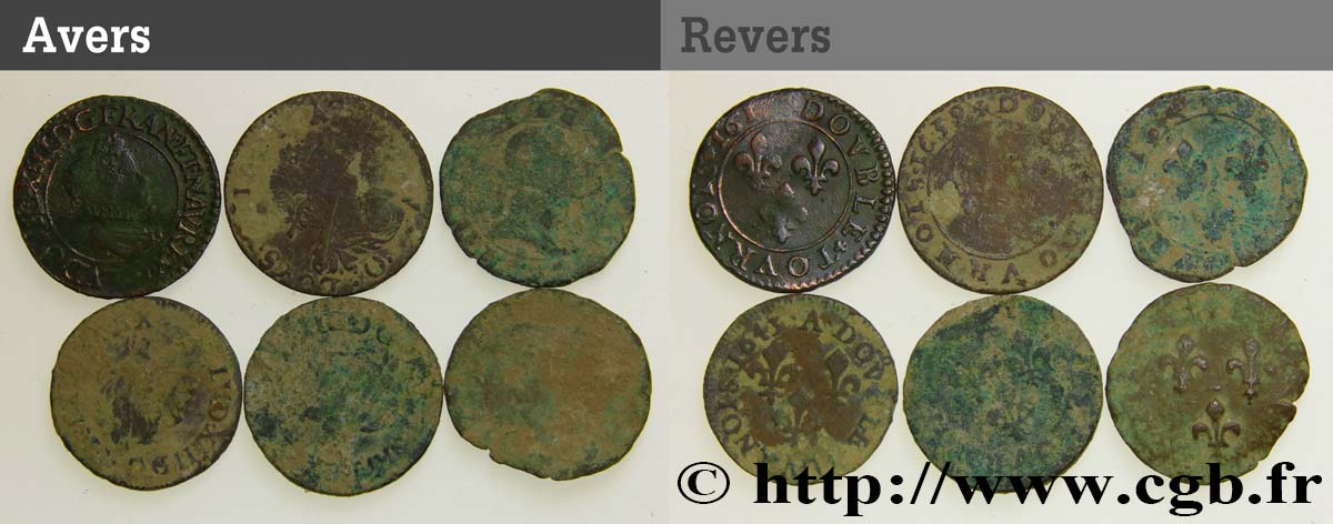 LOUIS XIII LE JUSTE Lot de 6 doubles tournois n.d. s.l. B+