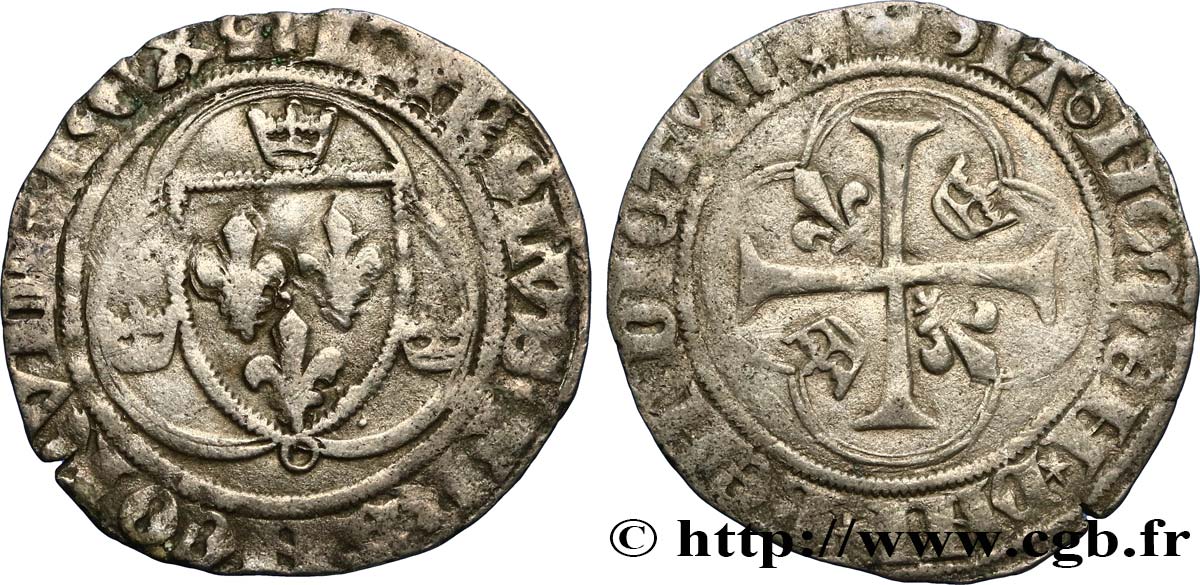 CHARLES VII LE VICTORIEUX Blanc au briquet, 1er type n.d. Dijon TB+