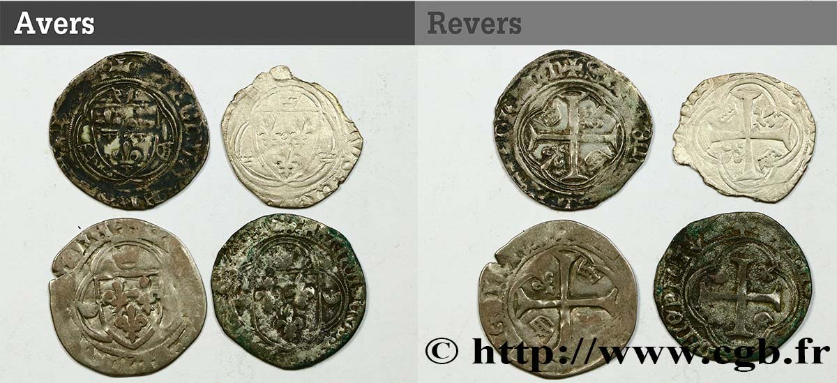 LOTTE Lot de 4 monnaies royales en billon n.d. s.l. q.MB