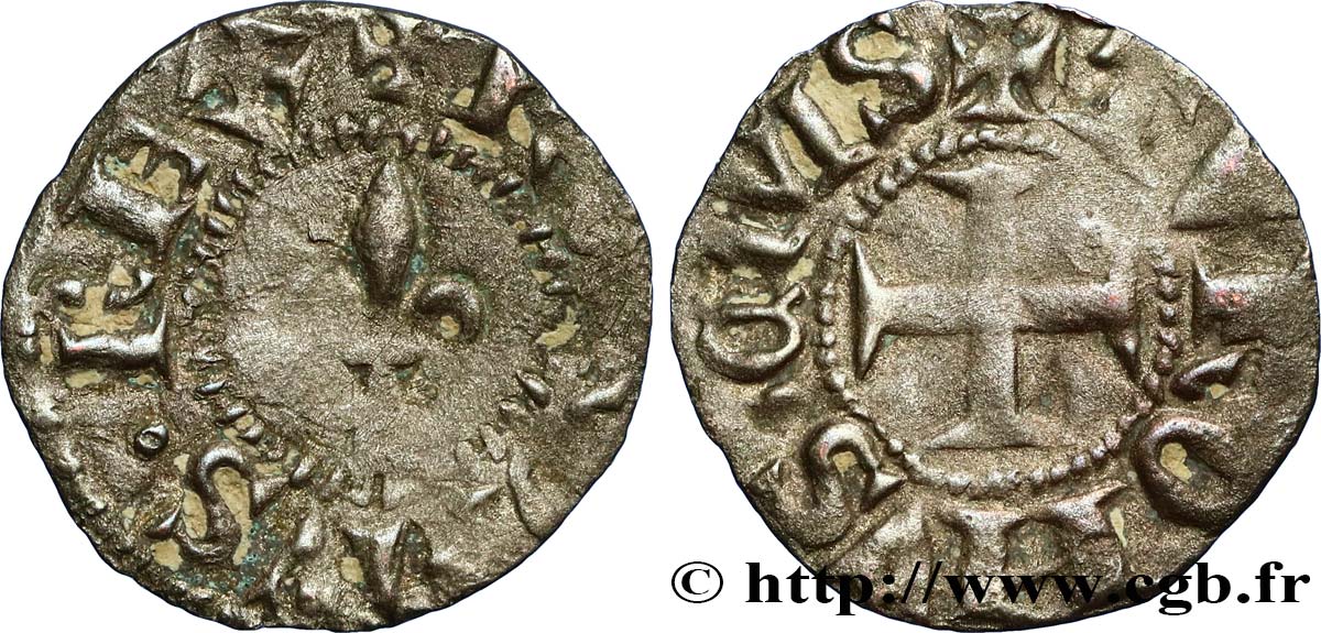 CHARLES VI LE FOU OU LE BIEN AIMÉ Denier tournois dit  petit niquet  n.d. Atelier indéterminé TB