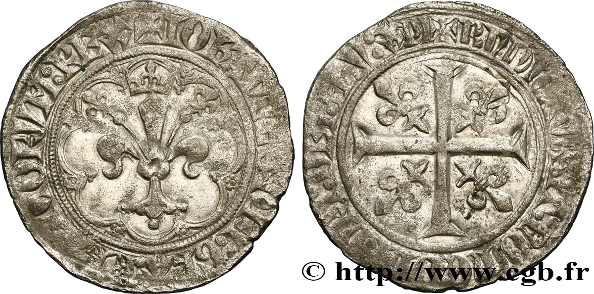 JEAN II LE BON Gros à la fleur de lis dit  patte d oie  22/01/1358  TTB