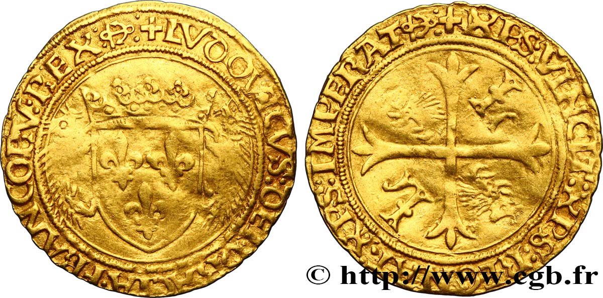 LOUIS XII  Écu d or aux porcs-épics 19/11/1507 Bayonne q.BB