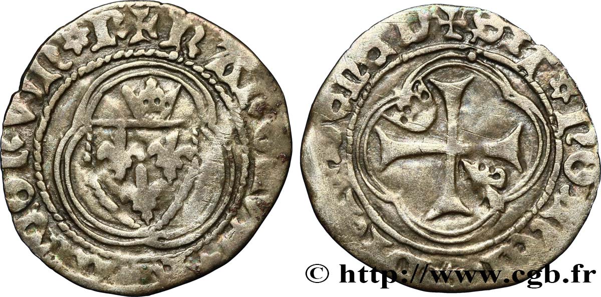 CHARLES VII LE VICTORIEUX Petit blanc à la couronne 16/06/1455 Cremieux TB