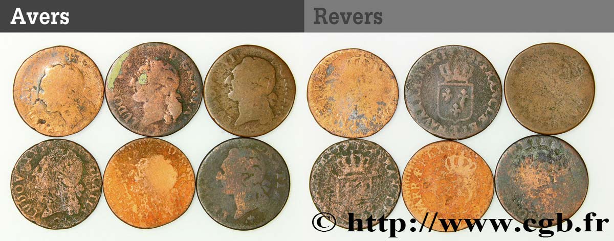 LOUIS XVI Demi-sol dit “à l écu”, lot de 6 ex. n.d. Ateliers divers B