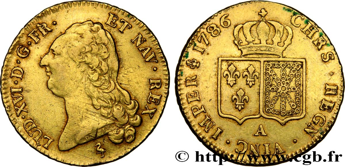 LOUIS XVI Double louis d’or aux écus accolés 1786 Paris TTB/TTB+