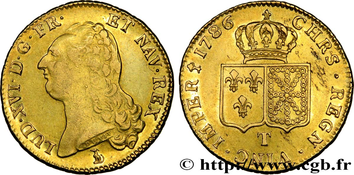 LOUIS XVI Double louis d’or aux écus accolés 1786 Nantes SS/VZ