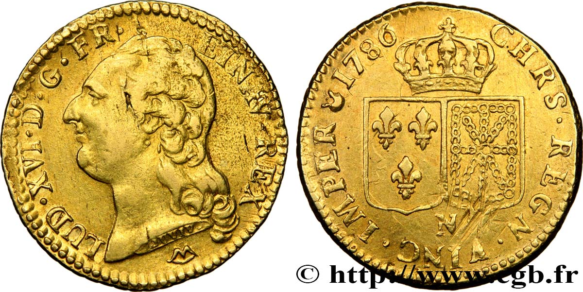 LOUIS XVI Louis d or aux écus accolés 1786 Montpellier TTB