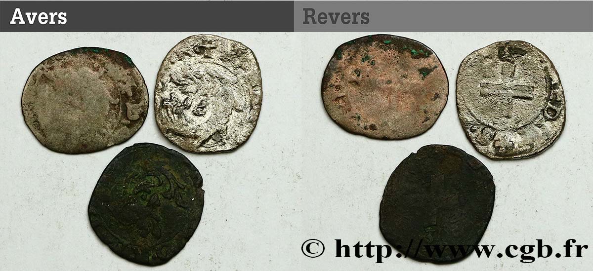 LOTTE Lot de 3 monnaies royales  n.d. s.l. q.MB