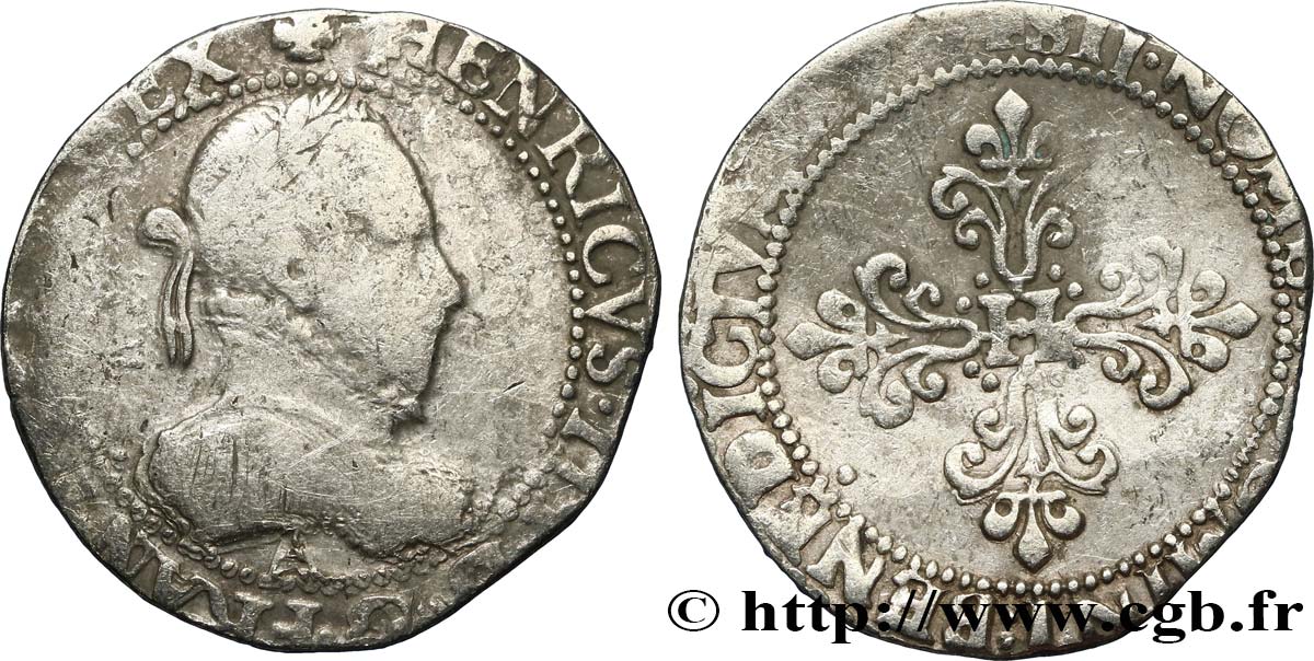 HENRY III Demi-franc au col gaufré n.d. Paris F