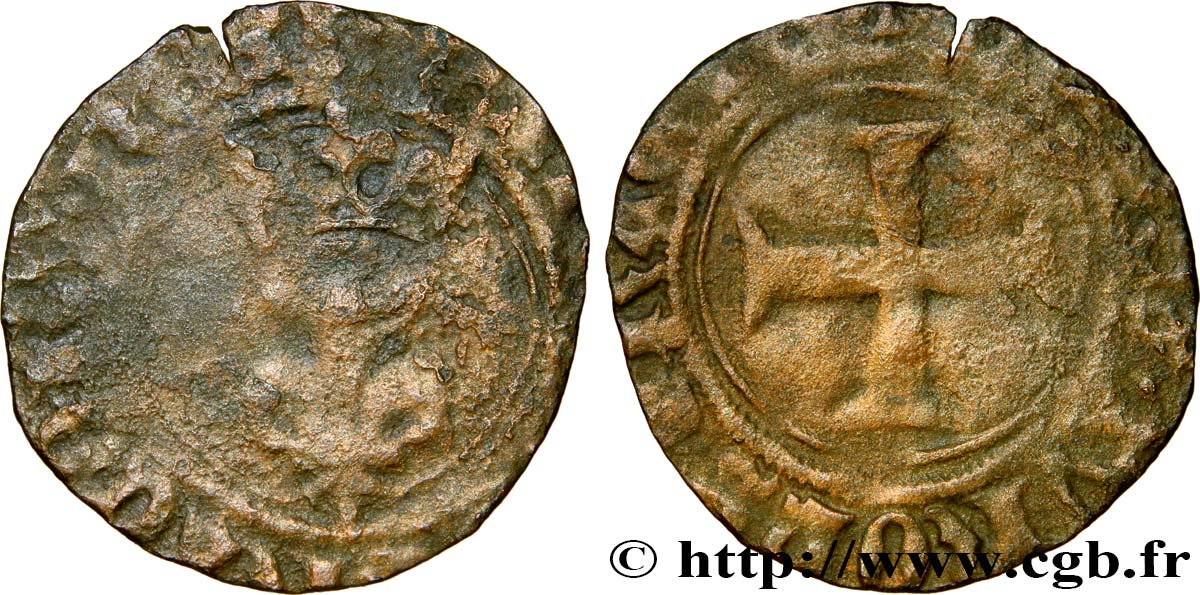 CHARLES VI LE FOU OU LE BIEN AIMÉ Double tournois dit  niquet  n.d. s.l. B