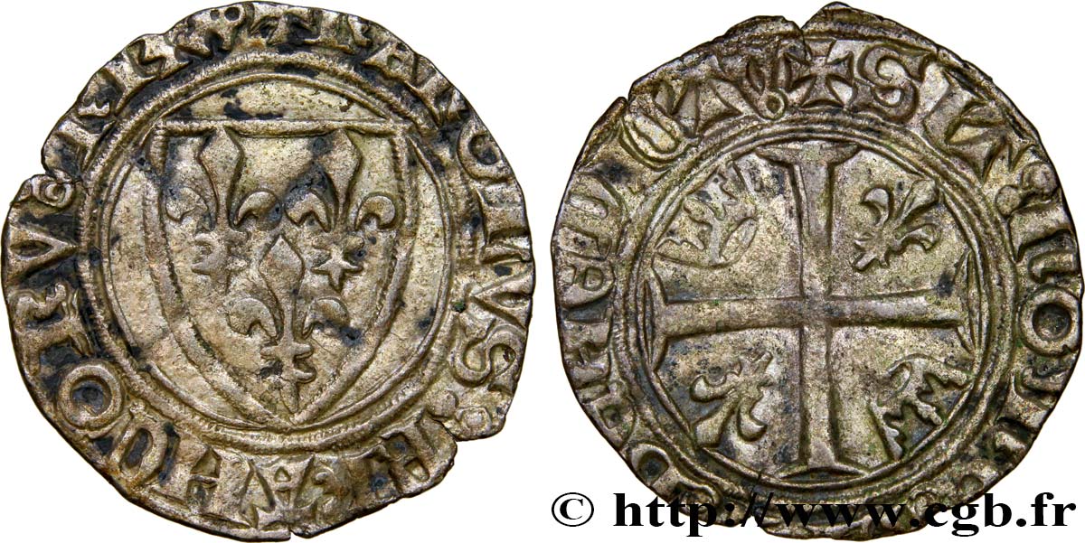 CHARLES VI LE FOU OU LE BIEN AIMÉ Blanc dit &nbsp;guénar&nbsp; n.d. Saint-André de Villeneuve-lès-Avignon TTB