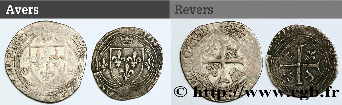 LOTS Lot de 2 monnaies royales en billon n.d. s.l. VG