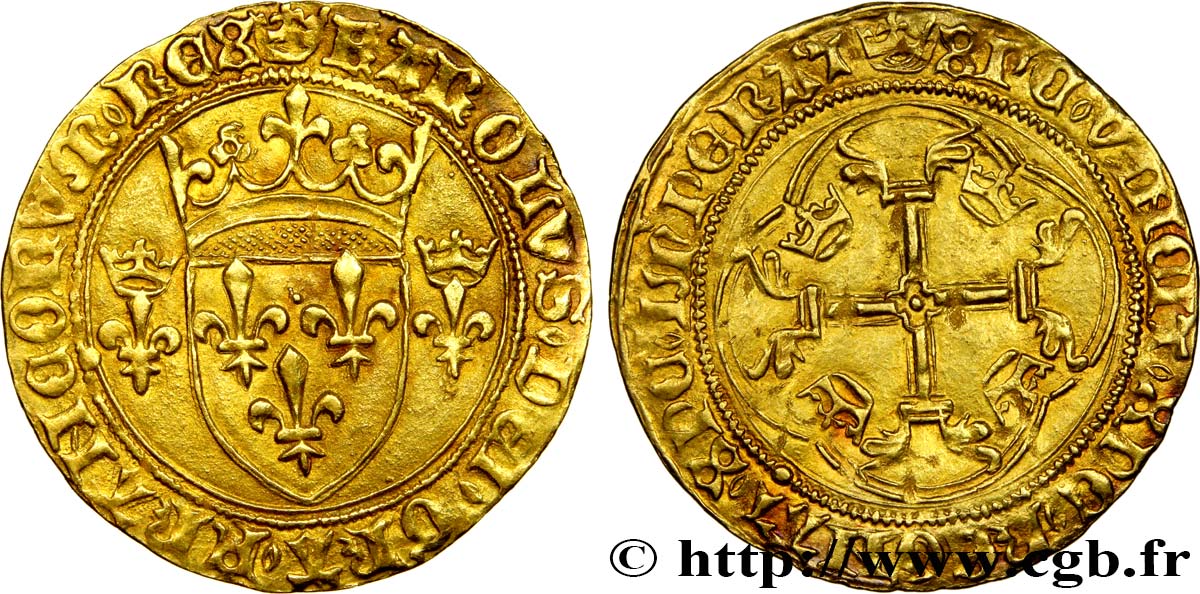 CHARLES VII  THE WELL SERVED  Écu d or à la couronne ou écu neuf 18/05/1450 Paris AU