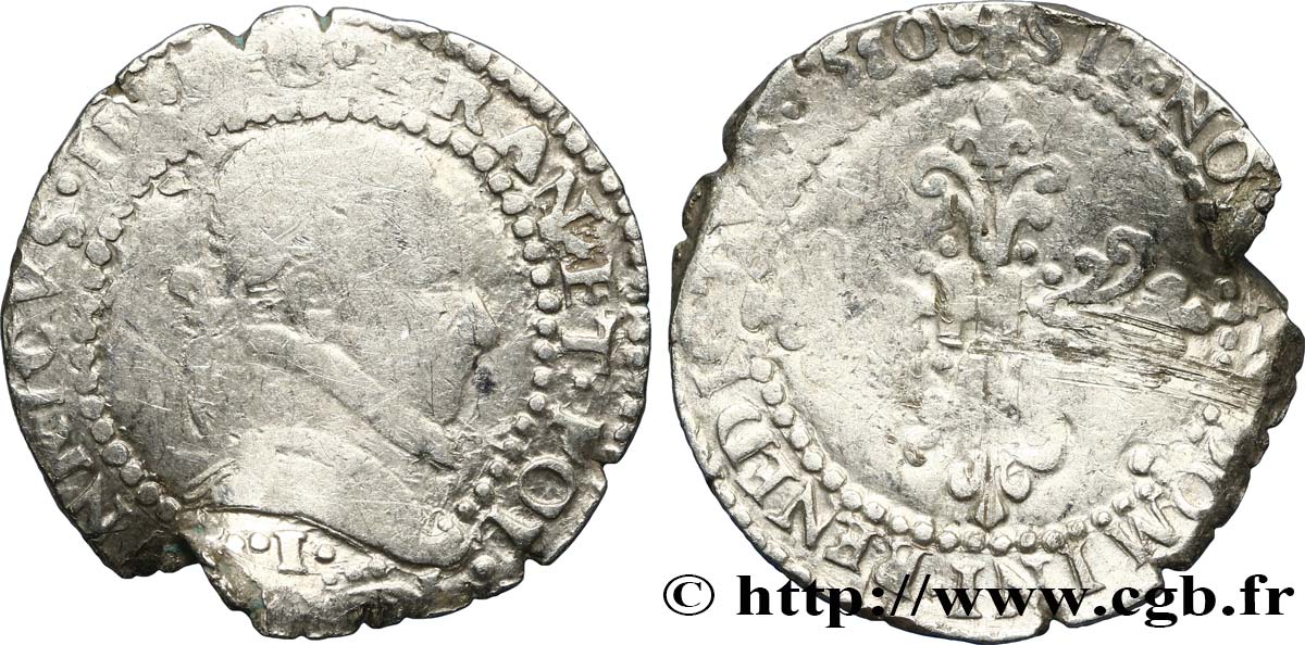HENRY III Demi-franc au col plat 1580 Limoges BC